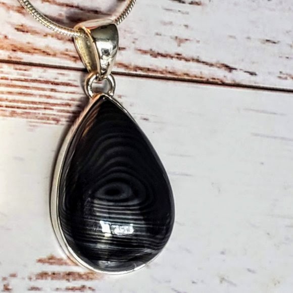 The Girl With Kaleidoscope Eyes Other - Crown Of Silver Psilomelan Pendent